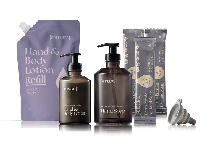 BUNDLE HÅNDSÆBE STARTERSÆT + LOTION + LOTION REFILL
LAVENDEL